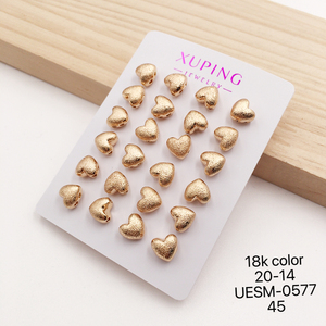 Orecchini a perno <span class=keywords><strong>XUPING</strong></span> placcati oro 18 carati a forma di cuore, simbolo d'amore, gioielli alla moda per tutti i giorni, dolce amore - Product Image 1