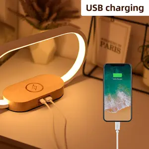 Wireless Charging Desk Lamp Crystal Clear LED Nightstand Lamp Architectural Design Study Lamp Contemporary Sculpture