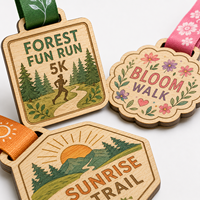 Médaille de récompense sportive en bois écologique au design personnalisé avec logo sur mesure, souvenir de collection