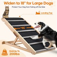 Rampe pour chien réglable ZMaker pour lit, escalier pliable pour animaux de compagnie avec surface en caoutchouc antidérapante, rampes en bois pour animaux de compagnie