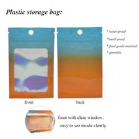 Bolsas de Almacenamiento de Accesorios con Cierre de Cremallera de Plástico Láser Holográfico, Bolsas de Embalaje Reutilizables a Prueba de Polvo con Ventana