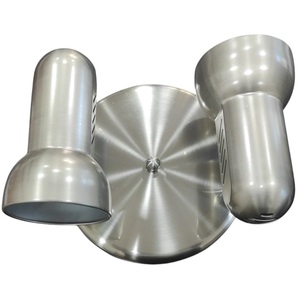 2xE27 Metal Wall Lamp Brushed Steel Finish <b>Indoor</b> Outdoor <b>Lighting</b> - Product Image 1
