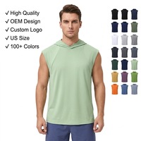 Débardeur à capuche sans manches, conception OEM ODM, tissu élastique doux de haute qualité, col rond pour homme, logo personnalisé, coupe ample