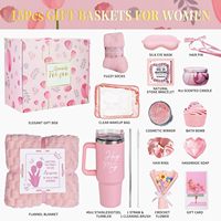 Aollewoiti 15-teiliges rosa Pflege-Geschenkset mit Decke, Tasse und Kerze für Frauen, Geburtstagsgeschenk, Gute-Besserungsgeschenk
