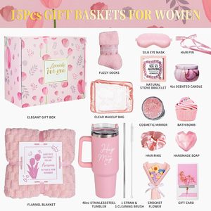 Aollewoiti - Set de Regalo de 15 Piezas en Rosa con Manta, Taza y Vela para Mujer, Regalo de Cumpleaños o para Recuperación de la Salud - Product Image 3
