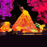 Dino Thème Parc Décoration Festival Chinois LED 3D Dinosaure Volcan Lanterne En Soie à vendre