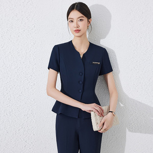 <b>White</b> Short Sleeve Professional Suit Set Women <b>Summer</b> 2025 Polyester Breathable Fitted Waist Skirt Workwear - Product Image 4