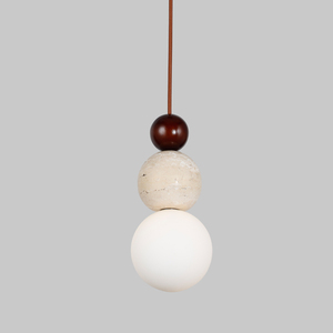 Luminaire suspendu moderne en pierre naturelle, bois et boule de verre pour <span class=keywords><strong>la</strong></span> maison et les cafés - Product Image 2
