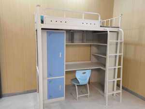 Cadre de lit double d'usine pour enfant, meubles de chambre à coucher en acier avec rangement, bureau pour appartement, dortoir, école, hôtel - Product Image 2