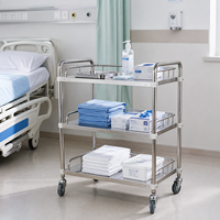 Chariot de soins hospitaliers d'instruments médicaux en acier inoxydable à 4 roues de haute qualité d'approvisionnement d'usine