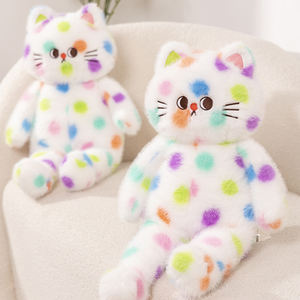 Divertido emoticono lunares blanco gato de peluche de juguete lindo Rosa negro lunares gato largo almohada de felpa - Product Image 3