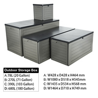 Boîte de rangement en plastique pliable pour terrasse de jardin VERTAK personnalisée de 270 L, grande, légère, portable, organisateur de coussins de patio