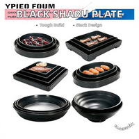 Assiette de service personnalisée en mélamine noire, design moderne, écologique, durable et sûre, empilable, pour restaurants de hot pot et shabu-shabu