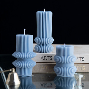 Nordic Geometric Ribbed Scented <b>Candles</b> Creative Shape Aroma <b>Candles</b> For Hotel Desktop Table Atmosphere Home Decor Ornament - Product Image 5
