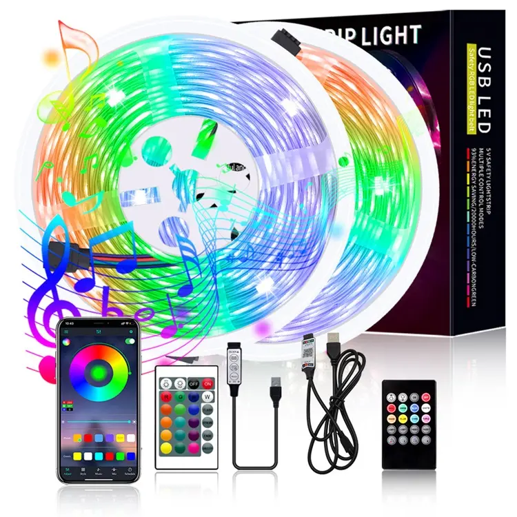 도매 스마트 플렉스 2m 5m led 라이트 스트립 원격 전화 APP 제어 야외 ip65 5050 Smd Rgb 방수 Led 스트립 라이트