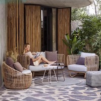 Design moderne, ensemble de fauteuils et canapés en rotin pour l'extérieur, style américain, matériau métallique pour l'hôtel, cour, jardin, solarium, loisirs, chez l'habitant