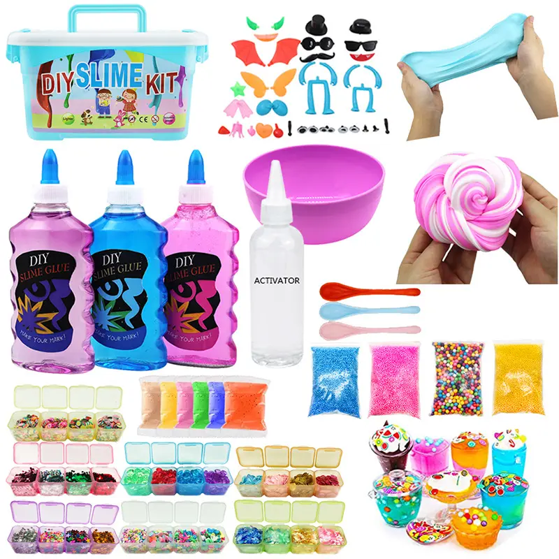 Perfect Kraft Oys Glitter Weich schaum Crazy Scented Slime Making Kit Farbe Schleim box Transparente Dekorationen Aktivator Kleber für S.