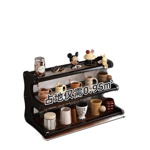 Support à tasses de bureau à 3 niveaux en panneau artificiel noir, organisateur de rangement multicouche pour comptoir de cuisine, salon ou bureau - Product Image 4