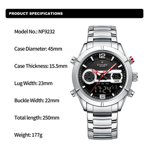 NAVIFORCE NF9232 Luxury Sports Watch For Men Luminous Waterproof Steel Band Quartz <b>Digital</b> Wrist Watch Male <b>Clock</b> - Product Image 6