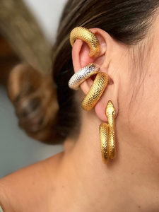 Waterdichte Oormanchet 18K Ip Vergulde Statement Oorbel Roestvrij Staal Gladde Holle Dikke Oorclip - Product Image 5