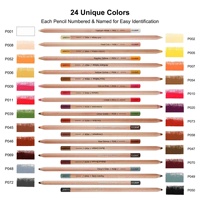 Ensemble de crayons à dessin pastel Kalour 24 couleurs pour l'école d'art dans une boîte en métal