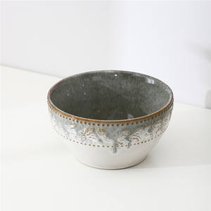 Ensemble d'assiettes rondes en céramique rétro vertes brillantes uniques et bon marché pour banquet - Product Image 3