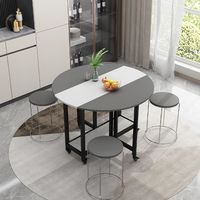 Kleiner Klappbarer Bambus-Esstisch für Apartments Modernes Design Mobiler 2-Sitzer Wohnzimmer-Aufbewahrungstisch Keine Montage Erforderlich
