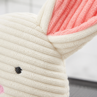 Jouet en peluche couineur lapin en velours côtelé OEM 14x27,5cm, animal en peluche avec visage brodé, en coton PP doux pour chats, chiens, bébés et enfants, cadeau