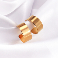 Boucles d'oreilles en forme de cercle large, minimaliste et élégant, en acier inoxydable de haute qualité, bijoux plaqués or 18k