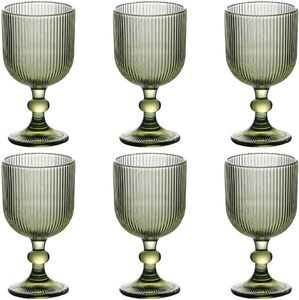 <span class=keywords><strong>Calici</strong></span> da Vino con Stelo da 360ml, <span class=keywords><strong>Verdi</strong></span>, in <span class=keywords><strong>Vetro</strong></span> Colorato Vintage, con Motivo a Linee Verticali in Rilievo, per Matrimoni, Feste e Bar - Product Image 1