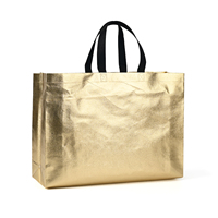 Borsa Regalo Premium Ecologica in Tessuto Non Tessuto Dorato Lucido con Effetto Laser, Grande Borsa Riutilizzabile Laminata per lo Shopping