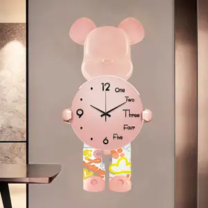 3D LED Table Wall Clock With Digital Timer Nightlight Watch Alarm For Warehouse Office Brightness Adjustable Made Of Plastic