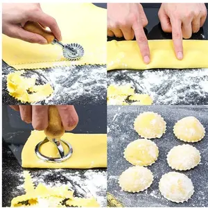 Ensemble coupe-biscuits en acier inoxydable presse à pâtes Kit de fixation pour cuisine fabricant de raviolis <span class=keywords><strong>moule</strong></span> outil ravioli jeu de timbres ensemble de roues de pâtisserie - Product Image 3