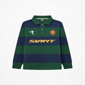 素晴らしいカスタムヴィンテージラグビーポロシャツ メンズ縫製ストライプ長袖ラグビースポーツポロスタイルラグビーシャツ - Product Image 5