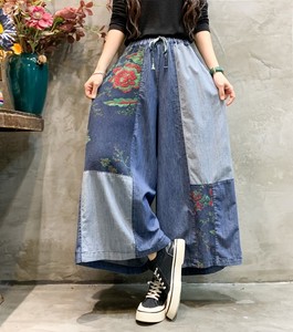 Pantalones Vaqueros Anchos de Mezclilla 2026, Nueva Moda de Primavera, Diseño Color Block, Estilo Desgastado, <span class=keywords><strong>Talla</strong></span> <span class=keywords><strong>Grande</strong></span>, Culottes, Pantalones Cortos para Mujer - Product Image 4