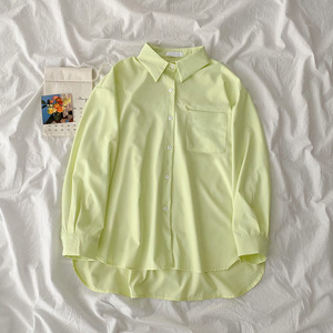 Chemise à manches longues à col montant rétro écologique pour femmes grandes tailles, édition coréenne printemps/été automne, ample et polyvalente - Product Image 5