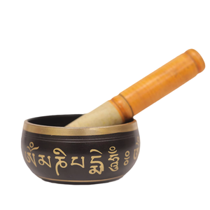 Cuenco artesanal de metal chapado en negro tradicional moderno antiguo para meditación - Product Image 5