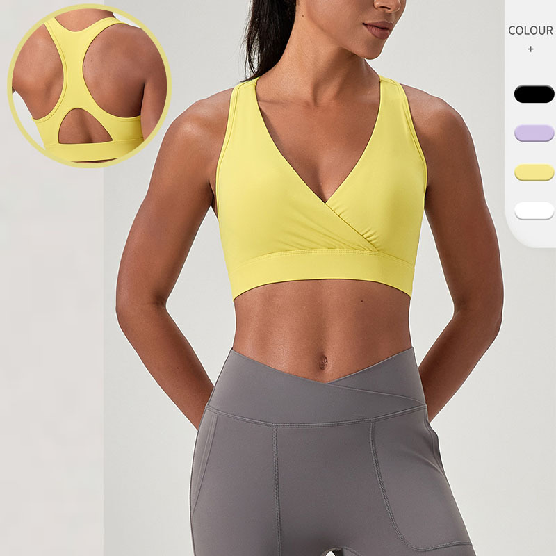 Custom Active Fitness Workout Women Sports Wear Nude Feeling Quick Dry High Strap Cross Back Gym Yoga Top Bra for Women