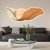 Nouvelle Horloge Murale Silencieuse Analogique à Plumes 2026 pour Salon, Décoration Murale Lumineuse Haut de Gamme pour la Maison