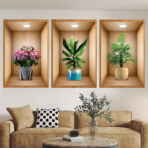 Pinturas autoadhesivas para sala de estar, papel tapiz, decoraciones de plantas verdes artificiales, pegatinas de pared extraíbles fáciles - Product Image 5