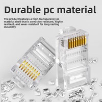 Conectores de Cable Ethernet RJ45 con Cabeza de Cristal, Categoría 5e/6, Chapados en Oro, Certificados RoHS, Paquete de 10
