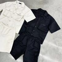 Ensemble coupe-vent deux pièces personnalisé : chemises boutonnées et shorts cargo en nylon, survêtement de jogging, ensemble de survêtement coupe-vent en nylon