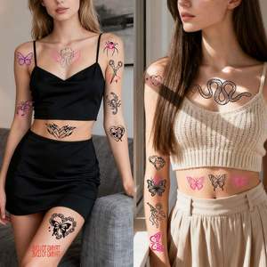 Pegatinas de Tatuajes de Flores con Diseño Avanzado, Resistentes al Agua, con Mariposas y Rosas, Decoración Corporal Fresca y Pequeña - Product Image 4