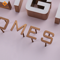 Letras 3D LED Retroiluminadas con Acabado Dorado Cepillado Personalizadas para Logotipo de Pared, Letrero para Empresa Inmobiliaria, Letrero para Vestíbulo Corporativo