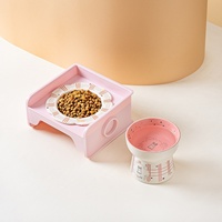 Gamelle surélevée en céramique pour chat et petit chien – Design surélevé pour protéger la colonne cervicale – Grande capacité pour l'eau et la nourriture