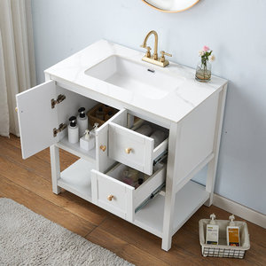 Simple smart bathroom cabinet modern wash basin floor standing bathroom cabinet - Product Image 4