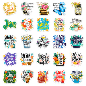 50 Pegatinas con <span class=keywords><strong>Frases</strong></span> Bíblicas para Regalo, Botella, Laptop, Vinilo, Texto Positivo en Inglés - Product Image 3