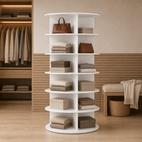 Rak Sepatu Modern Putih Berputar Dapat Dilepas, Kabinet Display Lantai Berdiri Multilayer untuk Pusat Perbelanjaan & Showroom