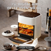 Four à friteuse à air numérique électrique de 15 L avec surface antiadhésive en PTFE, 1400 W, pour camping-car, extérieur et usage domestique