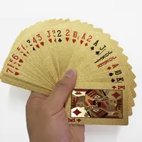 Baralho de jogo de poker clássico, conjunto de cartas impermeáveis de plástico com laminado dourado 24k